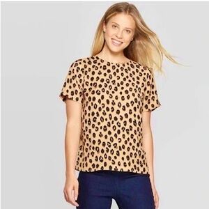 a new day Leopard Print Short Sleeve Top